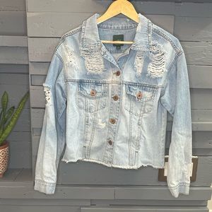 Distressed denim jacket